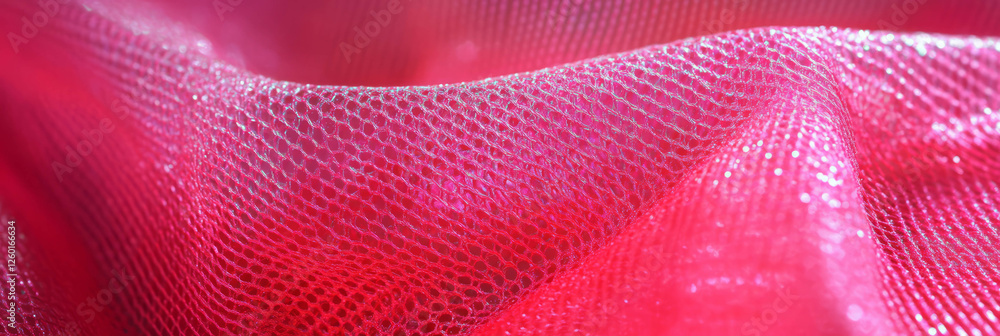 Poster Exploration of textures in nylon mesh netting and steel with smooth sheen