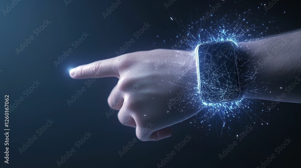 Poster revolutionary smart wearable iot device demonstrated in futuristic environment high-tech visuals int