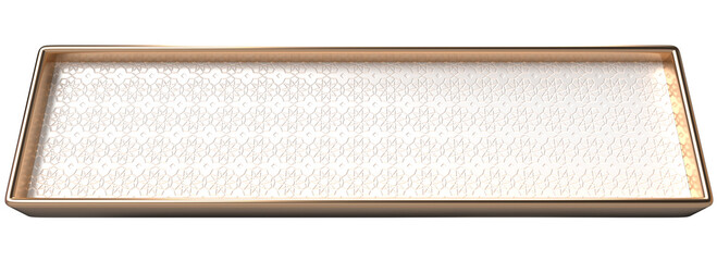 Elegant Rose Gold Rectangular Tray with Intricate White Pattern