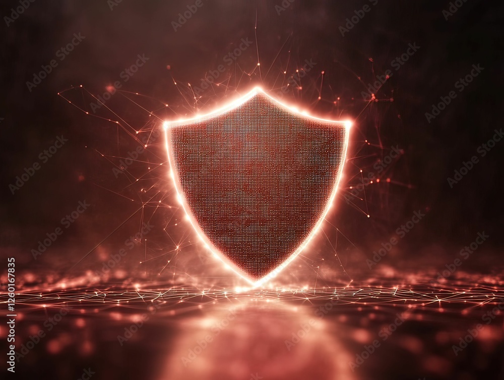Aufkleber cyber security shield visualization digital environment graphic representation glowing firewall conc