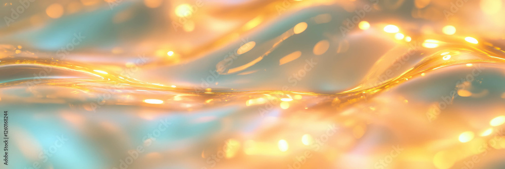 Poster Organic bokeh shapes create a shimmering texture with flowing lines in warm tones