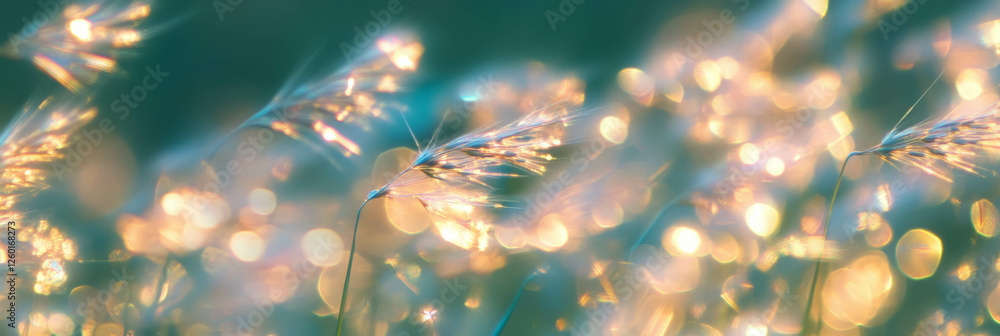 Poster Natural organic bokeh shapes with flowing lines and soft shimmer create a serene effect