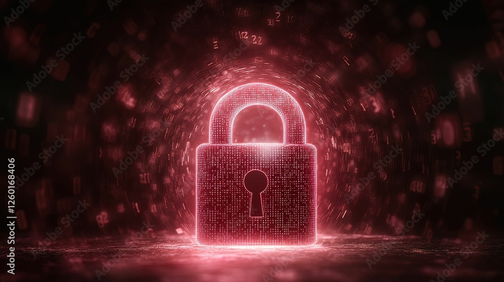 Poster dynamic abstract padlock under pressure digital environment visual concept technology futuristic vie