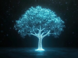 Glowing tree as a symbol of organizational culture abstract conceptual dark environment artistic perspective