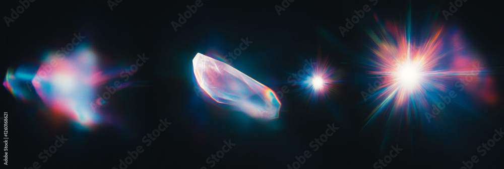 Poster Overlapping crystal flares creating striking light effects in varying patterns