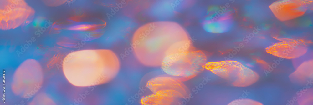 Poster Overlapping bokeh creates radiant hues and complex light patterns in a vibrant atmosphere