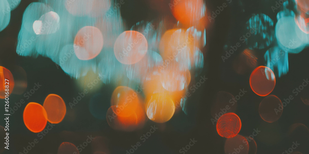 Aufkleber Vibrant bokeh textures creating complex light patterns against a dark background