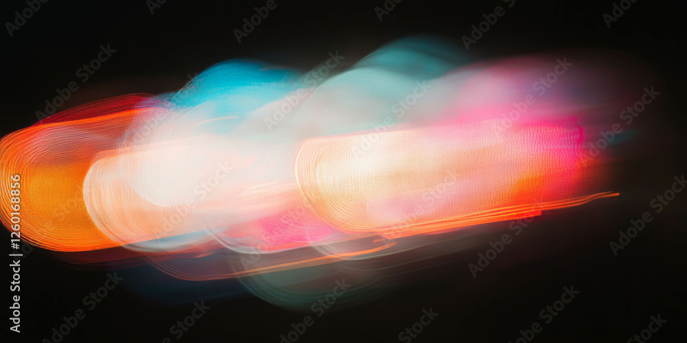 Aufkleber Overlapping bokeh texture creates vibrant light patterns against a dark background