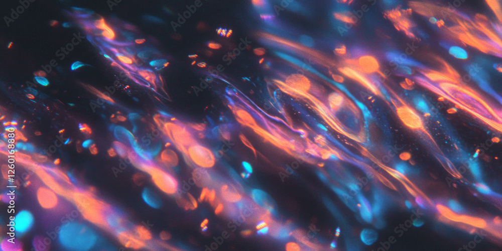 Poster Overlapping bokeh texture creates vibrant light patterns on a dark background