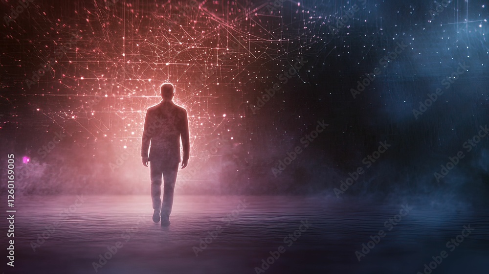 Aufkleber identity theft scene virtual reality holographic data visualization digital environment abstract vie