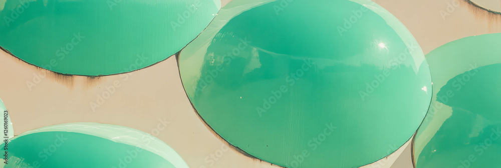 Poster Overlapping circles create a textured pattern with soft greens and a smooth finish