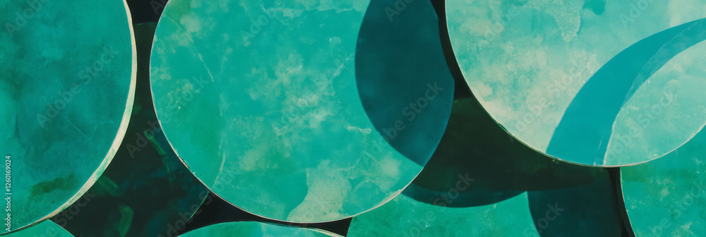Poster Overlapping circles in soft greens create a smooth textured visual appeal