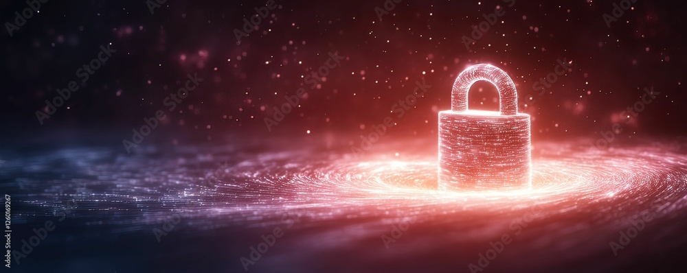 Poster glowing padlock symbolizing security digital realm abstract futuristic environment close-up view pro