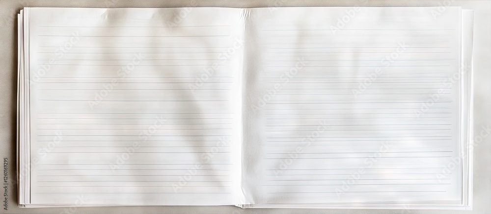 Poster blank notebook spread with prominent bold lines on white pages creating a clear structure for writin