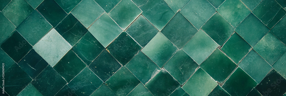 Aufkleber overlapping diamond pattern with muted greens creates an elegant, smooth glazed surface