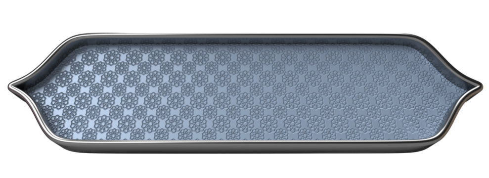 Elegant Silver and Blue Decorative Panel with Intricate Geometric Pattern