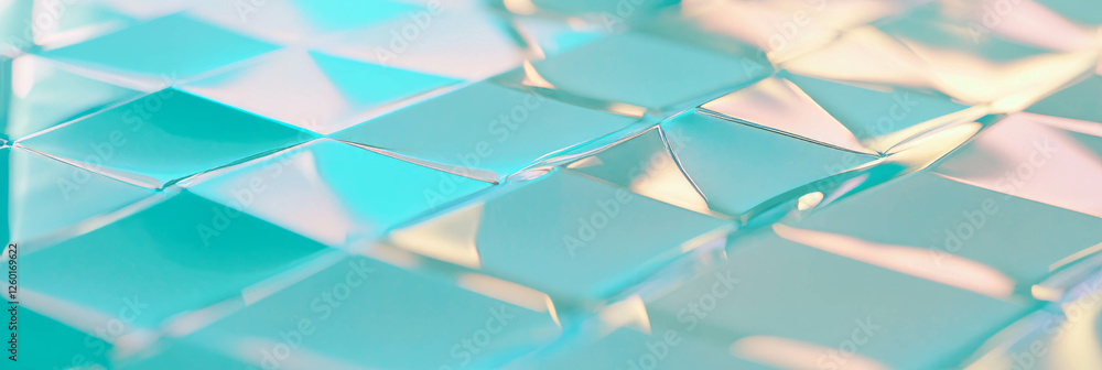 Poster overlapping triangles pattern with muted blues on a smooth surface for interior design inspiration