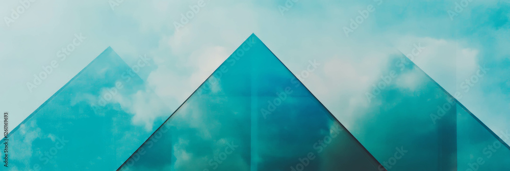 Aufkleber Overlapping triangular pattern in muted blues with a smooth glazed surface in a modern design