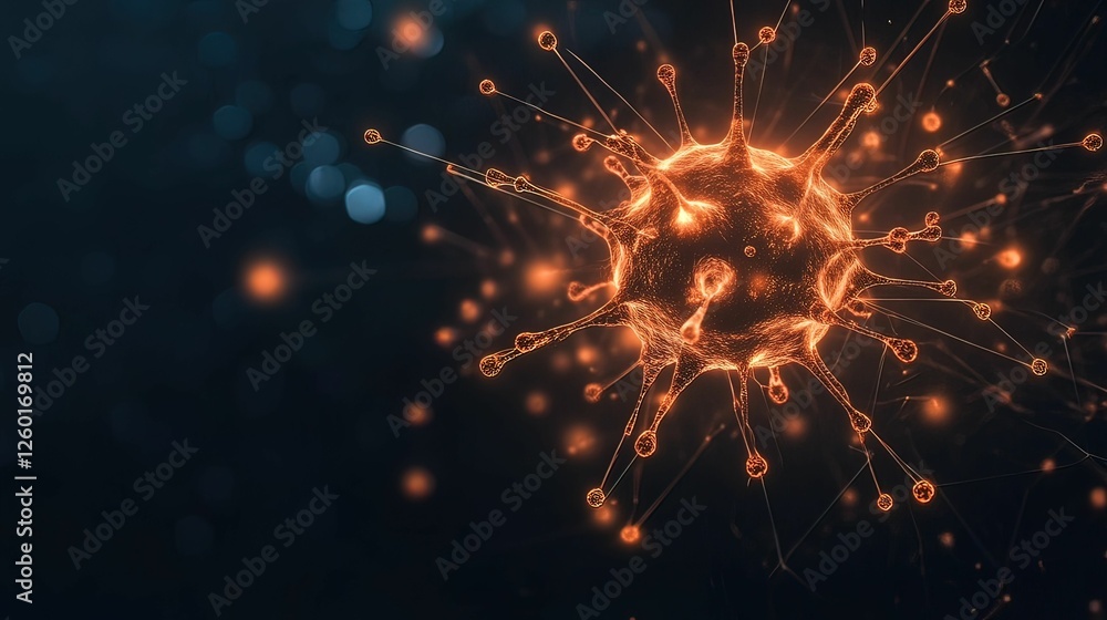 Poster malware infection spread digital space abstract illustration high-tech environment macro viewpoint c