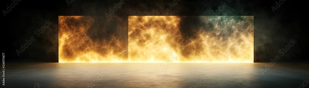Poster cyber security visualized as glowing walls digital realm abstract futuristic environment wide angle 