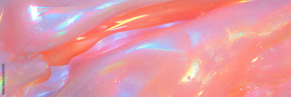 Poster pale iridescent pink gel with thick texture and smooth finish creates a colorful visual effect