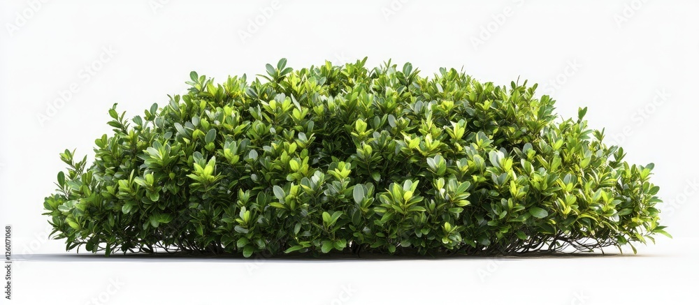 Poster lush green bush with dense foliage isolated on a white background featuring smooth edges and a round