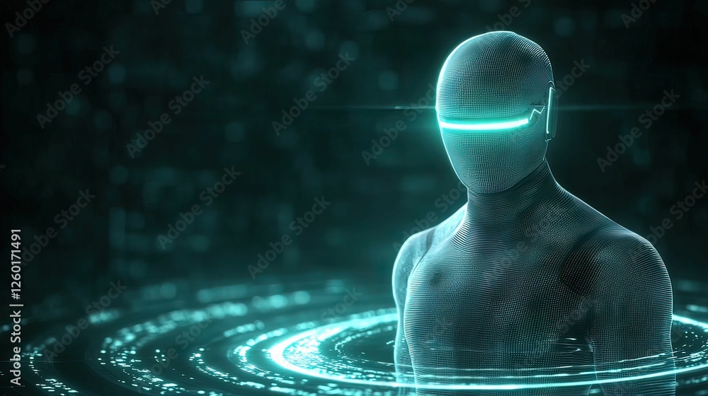 Poster ai-driven cybersecurity advancement digital realm futuristic visualization tech environment close-up