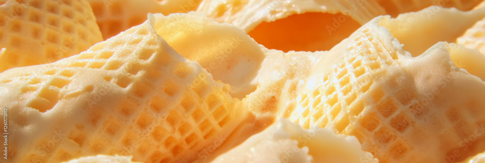 Poster Pale yellow cone wafers with delicate texture and random patterns enhance dessert presentation