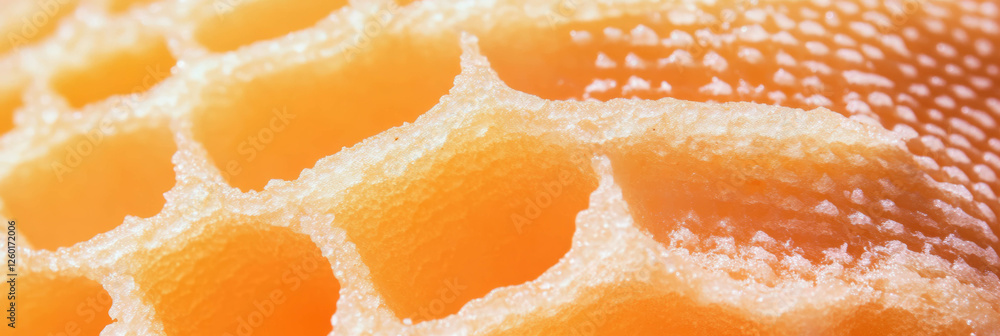 Poster detailed view of a pale yellow cone wafer featuring unique textured patterns