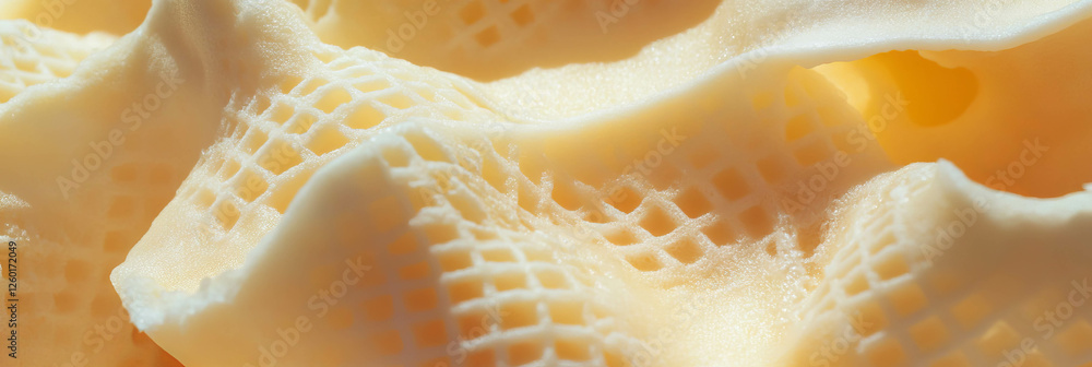 Aufkleber delicate texture of pale yellow cone wafer with intricate square patterns