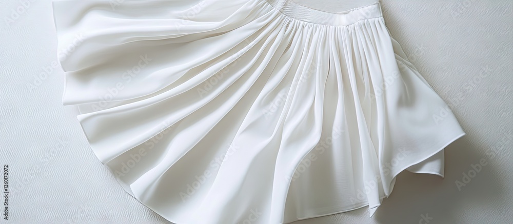 Poster elegant white fabric showcasing delicate pleats and folds on a light background, emphasizing texture