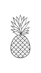 Pineapple Fruit Food Meal Healthy Coloring Kid Book Page in Black and White. Monochrome and Colored Samples
