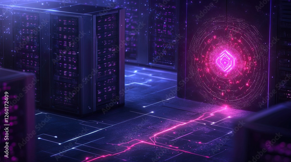 Poster critical moment in cybersecurity futuristic data center visual tech environment digital viewpoint