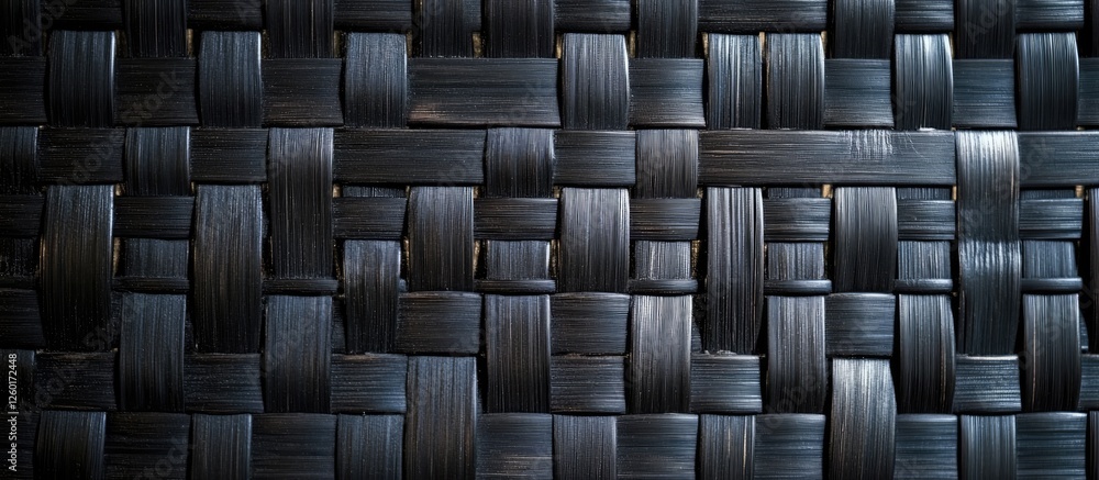 Poster black woven rattan texture showcasing intricate bamboo craftsmanship with a close-up view emphasizin