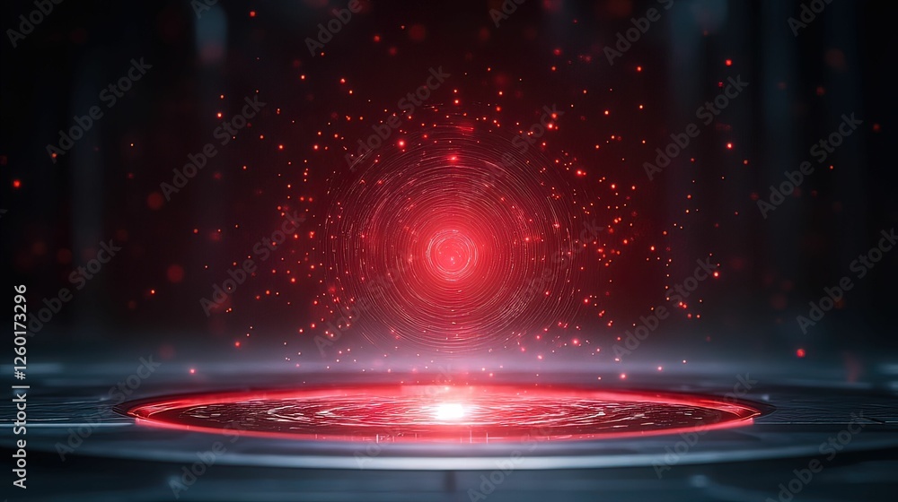 Poster futuristic iot hub emitting red data streams digital realm visual technological environment abstract