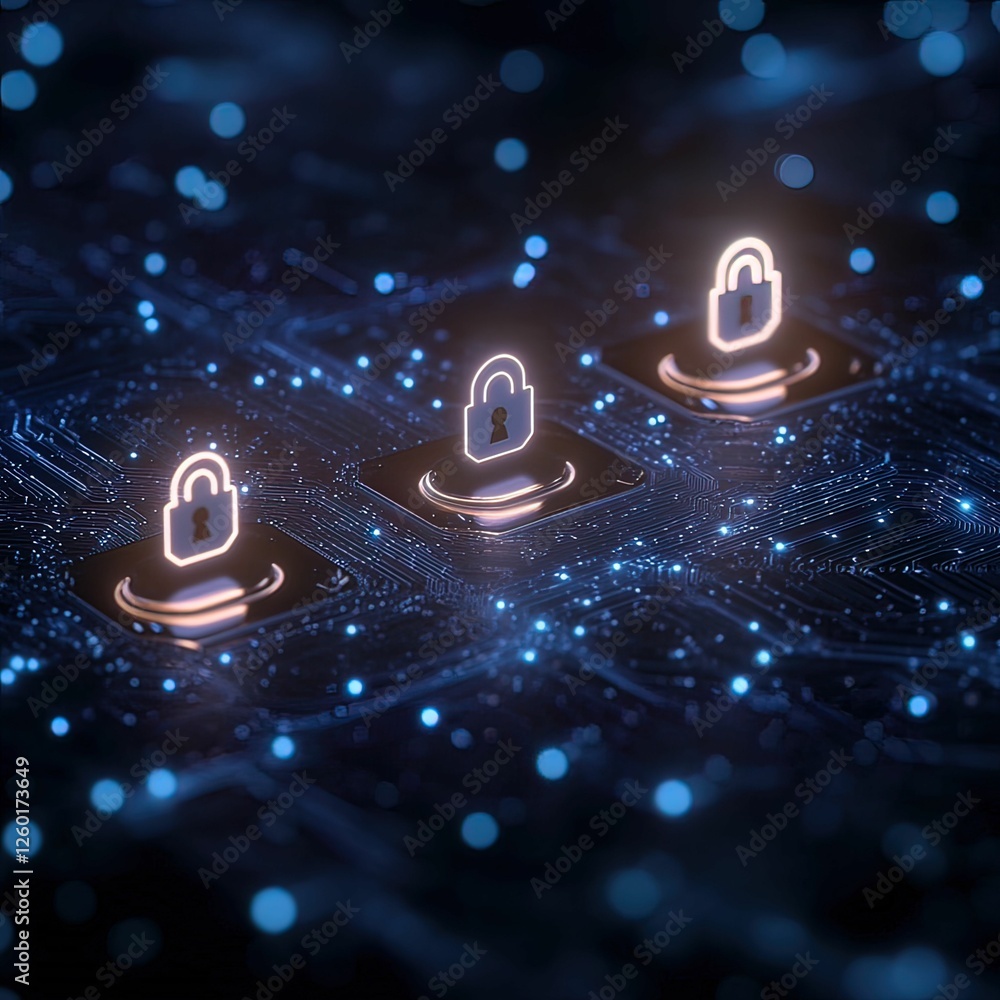 Poster protecting your digital privacy glowing interface on security settings cyber world graphic design da