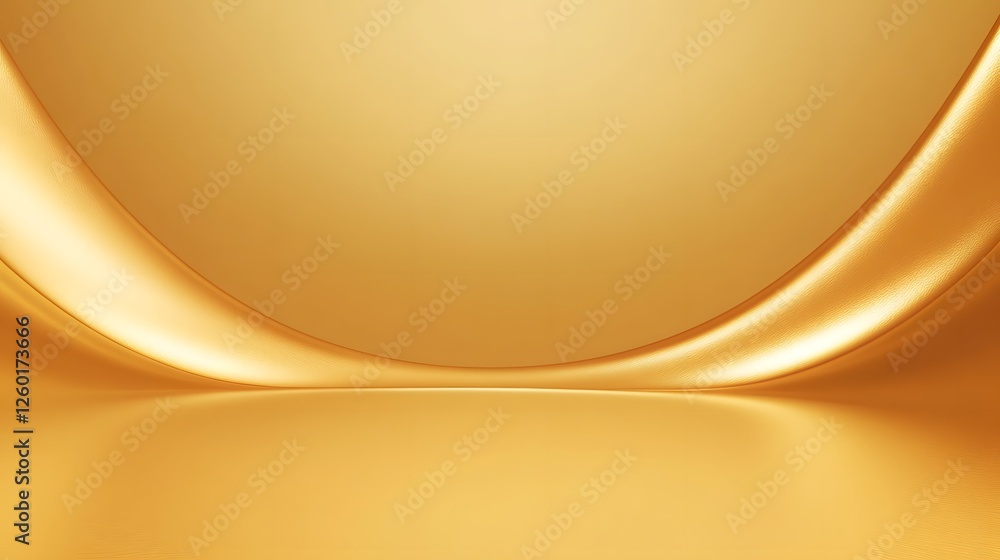 Poster abstract golden background with smooth curves and reflective surface