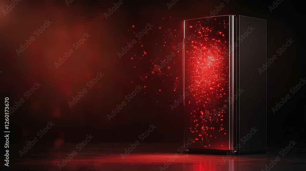 Aufkleber hacked iot refrigerator glitching red data digital futuristic setting compressed perspective tech co
