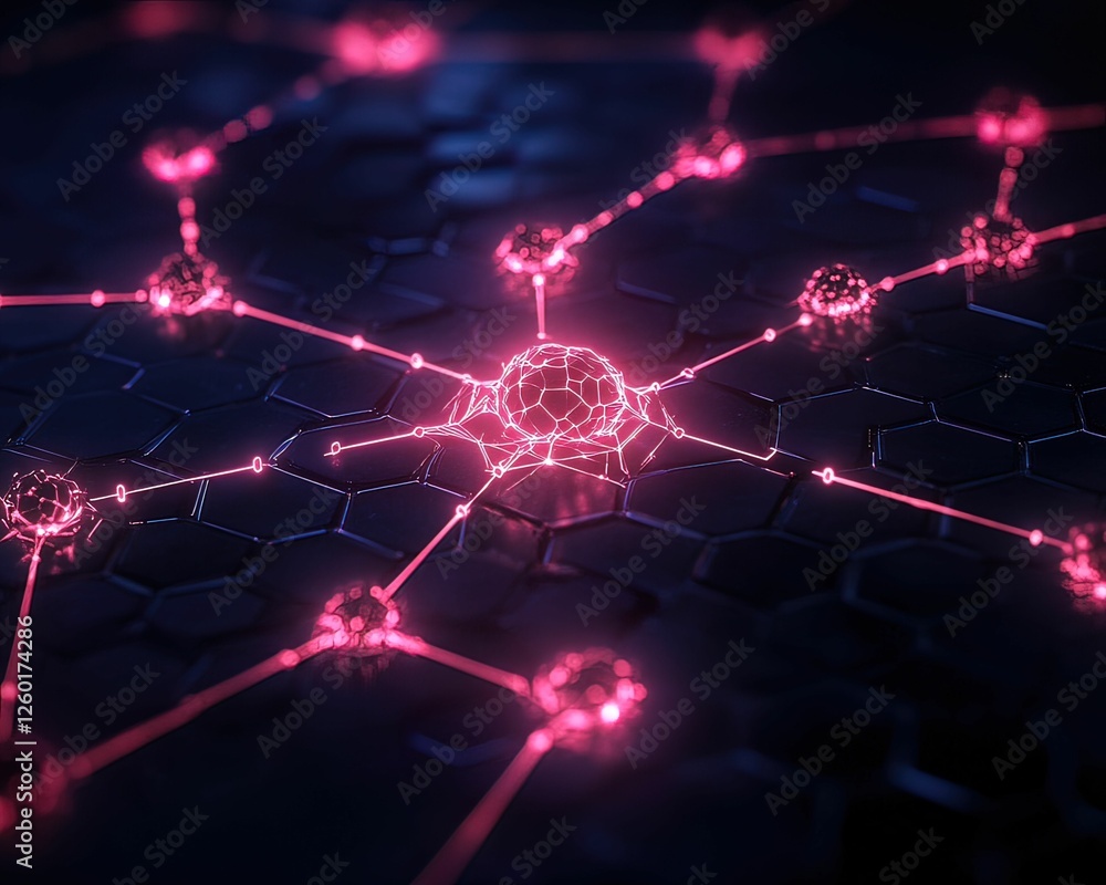 Poster malware infiltration network diagram digital space graphic visualization cybersecurity environment c