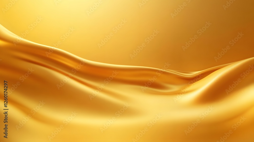 Poster golden fabric gently drapes creating soft flowing wave patterns