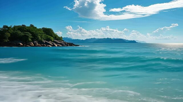 Calm ocean waves rolling onto a serene beach