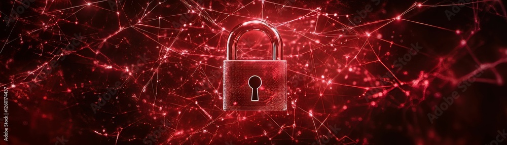 Poster ransomware-themed matrix world with locks cybersecurity concept digital environment high-tech viewpo