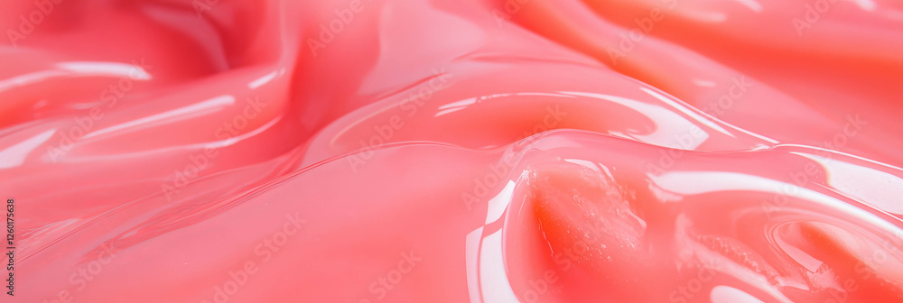 Poster viscous rose pink liquid gel with a smooth and flowing texture showing deep color tones