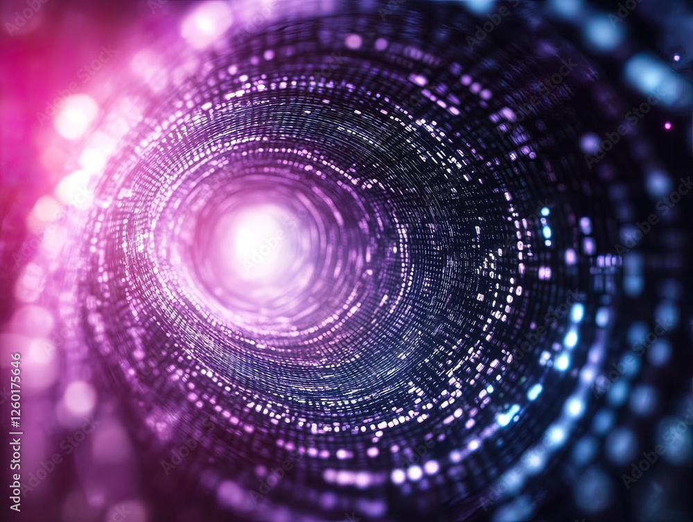 Poster abstract cybersecurity visualization glowing protective nets in a compressed digital space