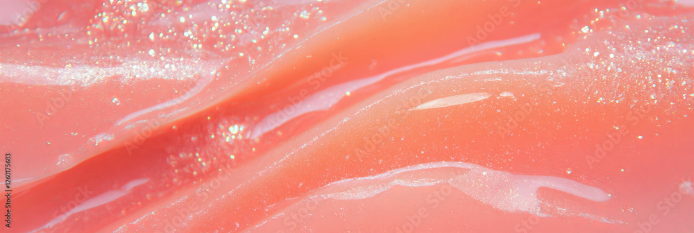 Aufkleber shimmering pink gel with a viscous texture and deep sparkling color flowing elegantly