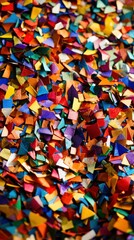 Obraz premium Vibrant confetti texture on glossy surface a celebration of color