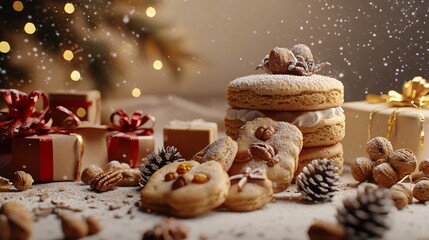 Mouthwatering Sweet Biscuits with Nuts and Present