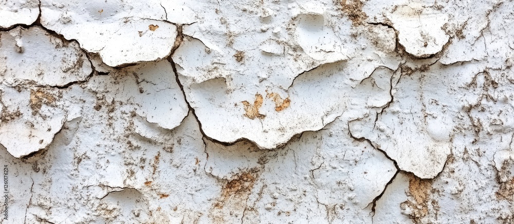 Aufkleber aged white concrete surface with cracked peeling layers and rough texture featuring soft beige tones