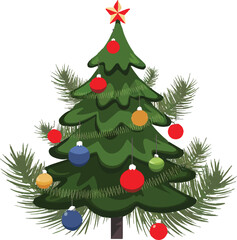 Colorful Christmas tree graphic design for holiday projects.