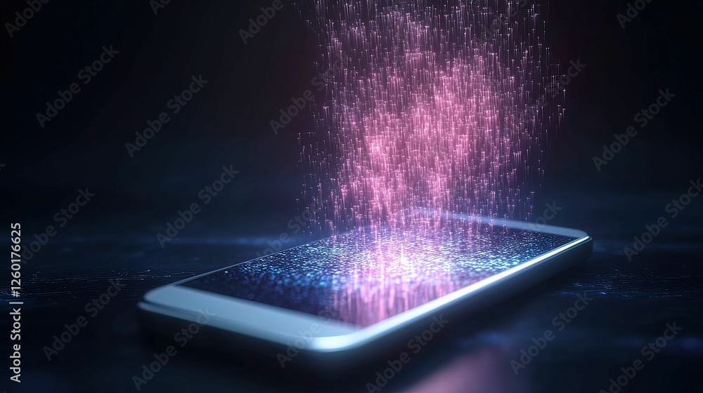 Poster glitch smartphone visualization digital realm abstract display creative environment closeup perspect